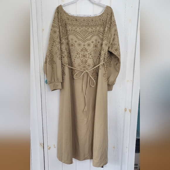 S•Deer Floral Print Ruched Shoulder Tie Waist Midi Dress - Picture 1 of 9